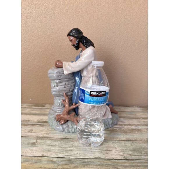 Black Jesus Praying in Garden of Gethsemane Heavy Ceramic Religious Decor 12" - Picture 5 of 10